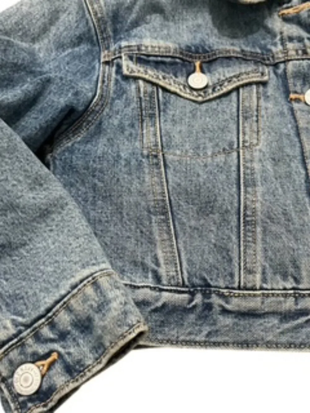 Old Navy Denim Jacket Girls size Medium (8) Sherpa lined cropped Barn Coat